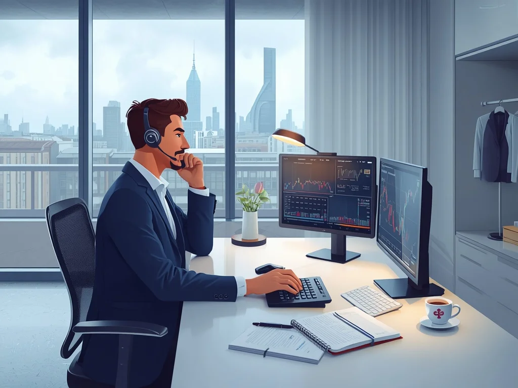 Obrazek poglądowy: Pracownik w biurze maklerskim