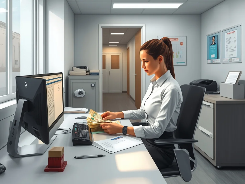 Obrazek poglądowy: Kasjer w zakładzie pracy