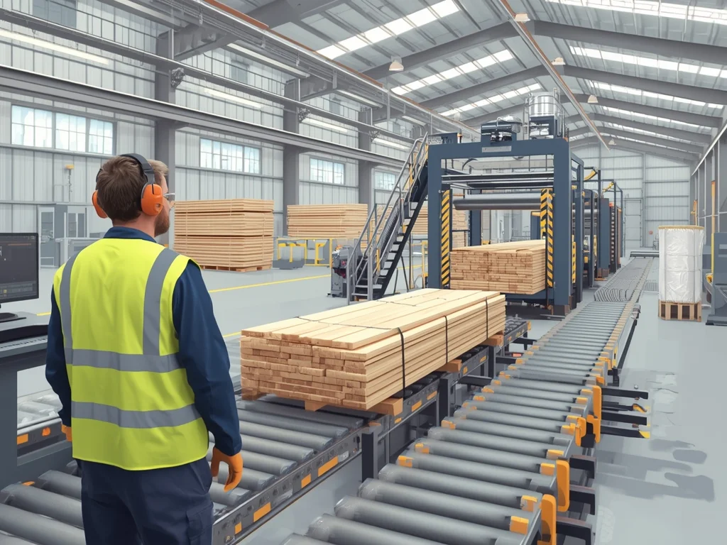 Sterowniczy linii sztaplowania i pakietowania tarcicy